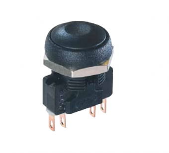 Apem IRR8Z222 кнопка, Ø 16 mm, Momentary (NC/NO), microswitch technology, black actuator, 5 A 250 VAC, IP67
