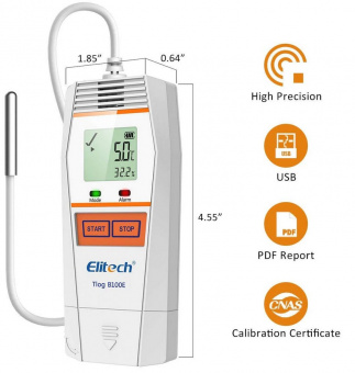Elitech Tlog B100EL реєстратор температури, -196 до +150 °C, Multi-Use, PDF, USB, LCD, IP65