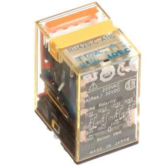 IDEC RU2S-C-D48 реле, 48VDC, DPDT, 10A, 2 Poles, Led indicator