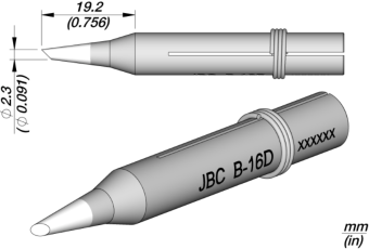 JBC 0400200 паяльне жало B-16D, bevel, Ø 2.3 mm