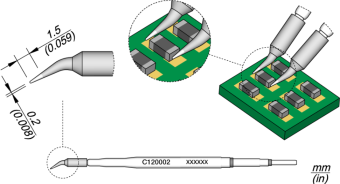 JBC C120002 паяльне жало, conical bent, Ø 0,2 mm