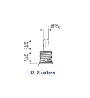 Apem 12149A-12 тумблер, 2 pole, ON-OFF-ON, 4A 30 VDC,  Ø 11.9 mm, Short lever