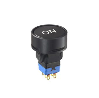 Apem WPS452G01 кнопка, Ø 22 mm, Double pole, 4A 28VDC, Momentary, black color, marking "ON", IP67/IP69K