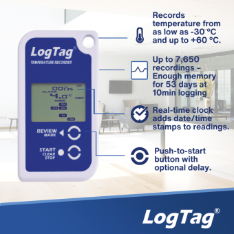 LogTag TRID30-7 реєстратор температури, -30 до +60 °C, LCD, IP65