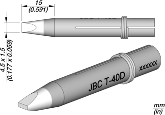 JBC 0300608 паяльне жало T-40D, chisel, 4.5 x 1.5 mm