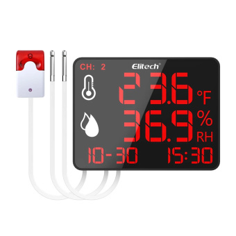 Elitech DR 230 реєстратор температури та вологості, 2ch, -40 до +85 °C, 0 до 100%RH, Multi-Use, Bluetooth, USB-C, LCD з сиреною