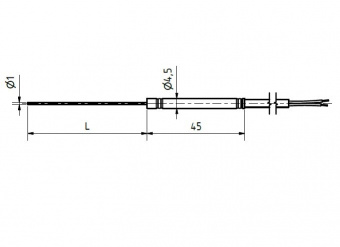 Sensit TC 091.0P-TCJ термопара з кабелем Type J, Ø1 мм, 600°C, IP67