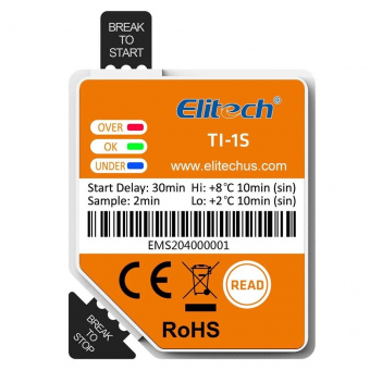 Elitech TI-1S реєстратор температури, -30 до +60 °C, Single-use, NFC, IP54
