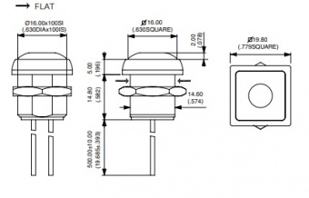 Apem IRC3F452 кнопка, Ø 16 mm, Momentary (NO), yellow actuator, 200 mA 48 VDC, IP67