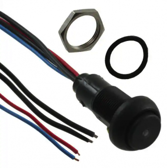 Apem ILP3FAD2L0G кнопка, Ø 12 mm, Momentary (NO), black actuator, green led, 2 A 24 VDC, IP67