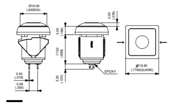 Apem IQC1S472 кнопка, Ø 16 mm, Latching, OFF-ON, Snap-in, white actuator, 100 mA 24 VDC, IP54