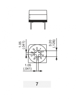 Apem PT65703 поворотний перемикач, 200 mA 42 VDC, -20°C - +70°C, 16 position, Hexadecimal, washable