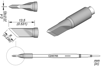 JBC C245765 паяльне жало, knife, 6 x 0,4 mm, S1