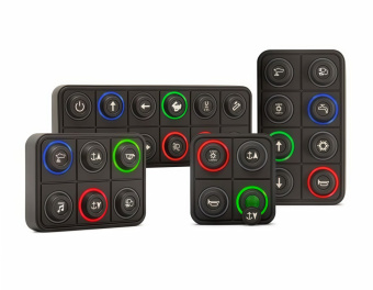 Apem PKI серія модульних клавіатур, 12-24 VDC, 1-15 keys, 1-3 rows, insert 15/24mm, RGB LED, CANbus, J1939, IP67/IP69K