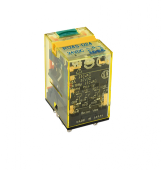 IDEC RU2S-MD-D24 реле, 24VDC, DPDT, 10A, 2 Poles, Led indicator, Momentary Lever, Diode