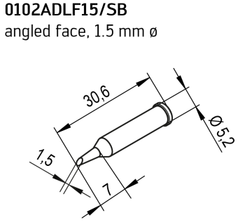 Kurtz Ersa 0102ADLF15/SB паяльне жало, angled face, Ø 1.5 mm