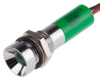 Apem Q8R3CXXG12E світлодіодний індикатор, Ø8mm, 12VDC, Green, Cable, IP67