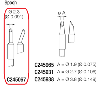 JBC C245067 паяльне жало, spoon, Ø 2.3