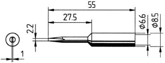 Kurtz Ersa 0832KD/SB паяльне жало, chisel-shaped, extended, 2.2 mm