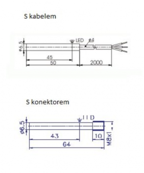 Sensit PSI 061 412 індуктивний датчик наближення, 1mm, NPN NC, 3-wire, Case Ø 6.5mm, 500 Hz, 0 - 30 VDC, IP 67, M8 connector
