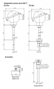 Sensit TCS 64J термопара з комутаційною головкою, Type J, Ø6 мм, -50 до +600°C, IP68