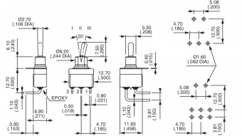 Apem SW236A-7 тумблер, 1 pole, 4 VA 30 VDC, ON-ON, washable