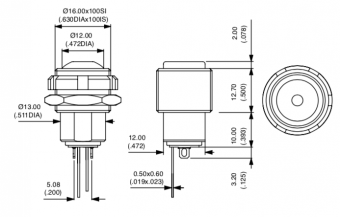 Apem IZMR1S47N кнопка, Ø 16 mm, Latching (OFF-ON), white actuator, 100 mA 48 VDC, IP67