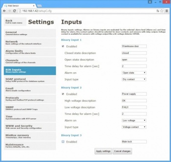 Comet P8552 датчик температури та вологості з Ethernet інтерфейсом, 2ch, -55 to +105 °C, 3 binary input