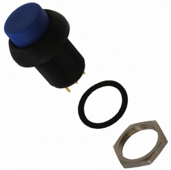 Apem IMP7P4B2075 кнопка, Ø 12 mm, dark blue actuator, Momentary, NC+NO, 3 A 28 VDC, IP67, Harsh / Noisy environments