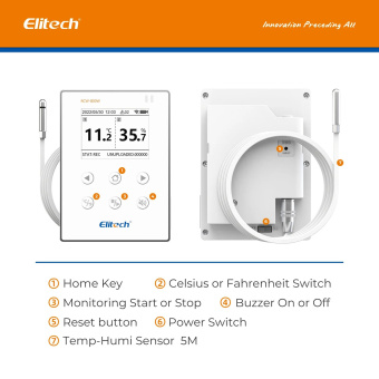 Elitech RCW-800 WiFi THE реєстратор температури та вологості, -40 до +80 °C, Multi-Use, Wi-Fi, LCD, IP64