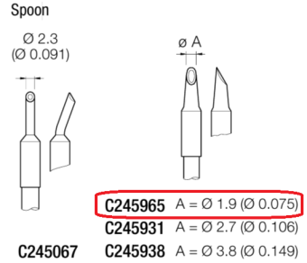 JBC C245965 паяльне жало, mini spoon, Ø 1.9