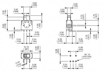 Apem TG36W010050 повзунковий перемикач, 0,5 A 48 VAC/VDC, ON-ON, horizontal mounting, washable
