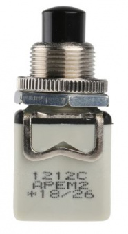 Apem 1212C2 кнопка, Ø 12 mm, momentary, NC, 2 A 250 VAC/24 VDC, black color