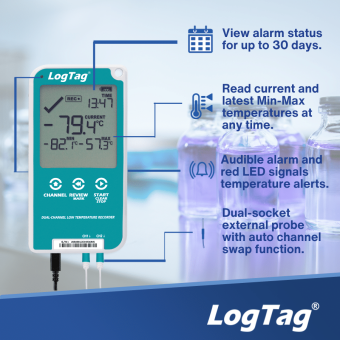 LogTag UTREL30-16 багатоканальний реєстратор температури, -90 до +40 °C, USB, LCD, IP61