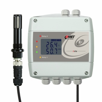 Comet H3531P регулятор температури та вологості, Ethernet, 1ch, -30 to +105 °C, 0 to 100% RH, up to 25 bars, 2 relay output, 3 binary input, LCD, 1m cable
