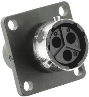 Souriau UTG0103S корпус роз'єму, Square Flange Receptacle, 3 Female Crimp Pins