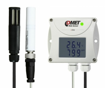 Comet T6541 датчик температури, вологості та рівня CO2 з Web інтерфейсом, 2ch, -30 to +105 °C, 5 to 100 % RH, 0 to 10 000 ppm, LCD, 1m cable