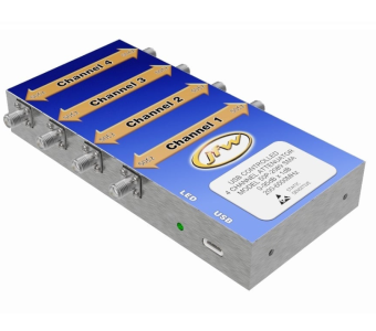JFW 50P-2141 твердотільний програмований атенюатор, 4 channel, USB, 200 MHz - 6 GHz,  50 Ohm, 0-63dB, USB, 4 uS, +27 dB, SMA