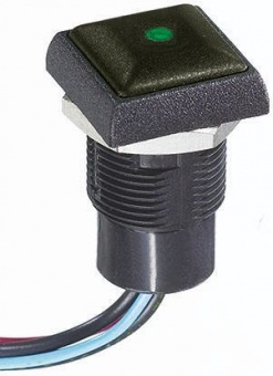 Apem IRC1F422L0G кнопка, Ø 16 mm, Latching (OFF-ON), black actuator, green led, 100 mA 24 VDC, IP67