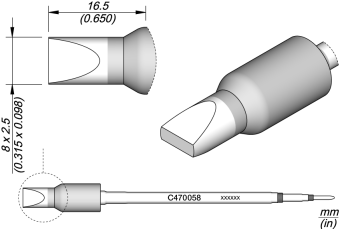 JBC C470058 паяльне жало, chisel, 8 x 2,5 mm
