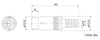 Hirose HR212-10P-8P(41) роз'єм, Plug, Male contacts, 8 way, 100V ac /140V dc, 1A, Cable Mount