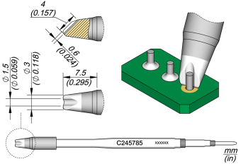 JBC C245785 паяльне жало, barrel, Ø 1,5 mm, HT