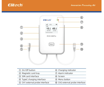 Elitech RCW-360Pro-TE реєстратор температури, 1ch, -40 до +80 °C, Multi-Use, 4G+Wi-Fi, TFT, IP65