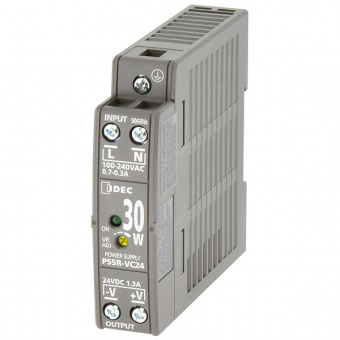 IDEC PS5R-VC24 блок живлення, 100 - 240VAC, 30W, 1.3A, 24VDC Output, DIN