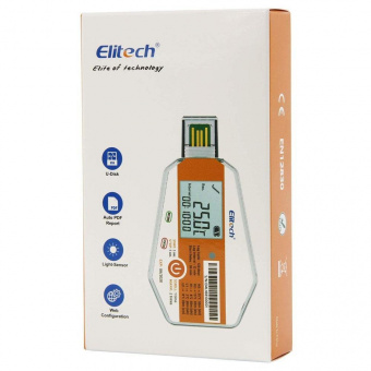 Elitech LogEt 1 TH реєстратор температури та вологості, -30 до +70 °C, Single-Use, PDF, USB, LCD