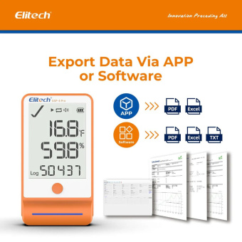 Elitech GSP-6Pro реєстратор температури та вологості, 2ch, -40 до +85 °C, 0 до 100%RH, Multi-Use, Bluetooth, USB-C, LCD