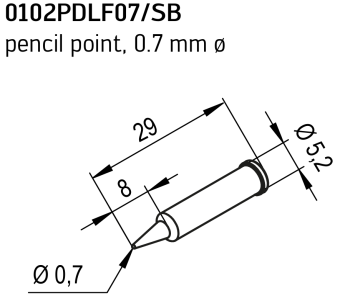 Kurtz Ersa 0102PDLF07/SB паяльне жало, pencil point, Ø 0.7 mm