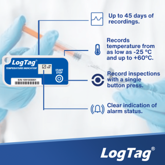 LogTag TICT індикатор температури, -25 до +60 °C, Single-Use, LCD, IP64