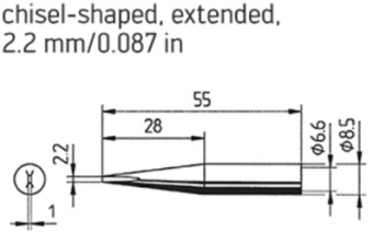 Kurtz Ersa 0842KD/SB паяльне жало, chisel-shaped, 2,2 mm