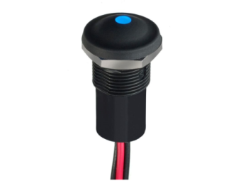 Apem IXP3W02BRXCD кнопка, Ø 12 mm, Momentary (NO), 24 AWG wires,harsh environments, blue led, 100 mA 28 VDC, IP69K